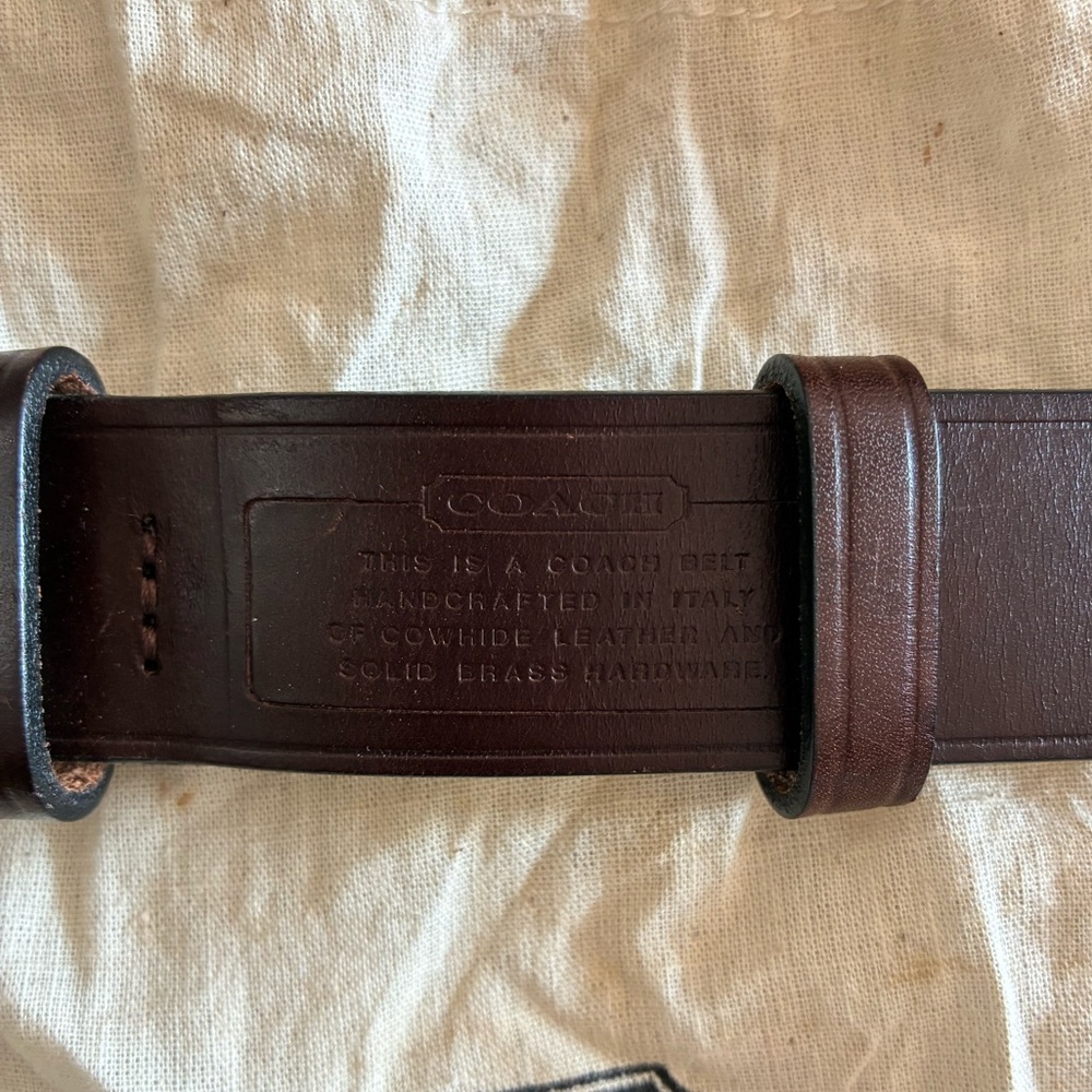 EUC Coach Dark Brown Leather Belt wtih Silver Buckle - Picture 2 of 6
